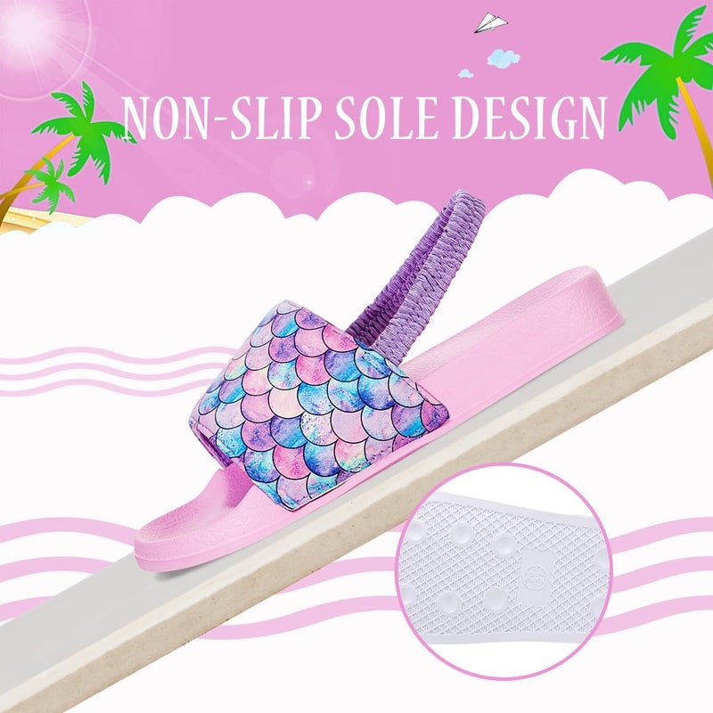 IceUnicorn Kids Girls Slide Sandals Toddler Slippers Boys Non-slip Summer Casual Beach Water Shoes for Indoor & Outdoor(Fish Scales-Pink 29 EU) - Image 4